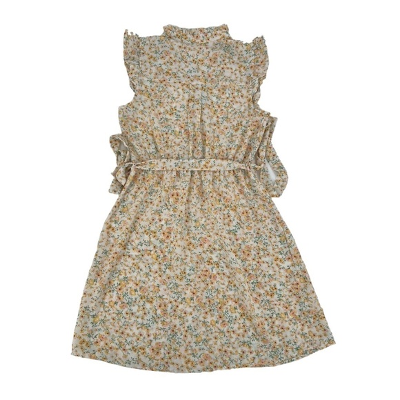 monteau Yellow Pink Floral Ruffle Sleeve Mini Dress Size Large Women’s - Picture 3 of 5